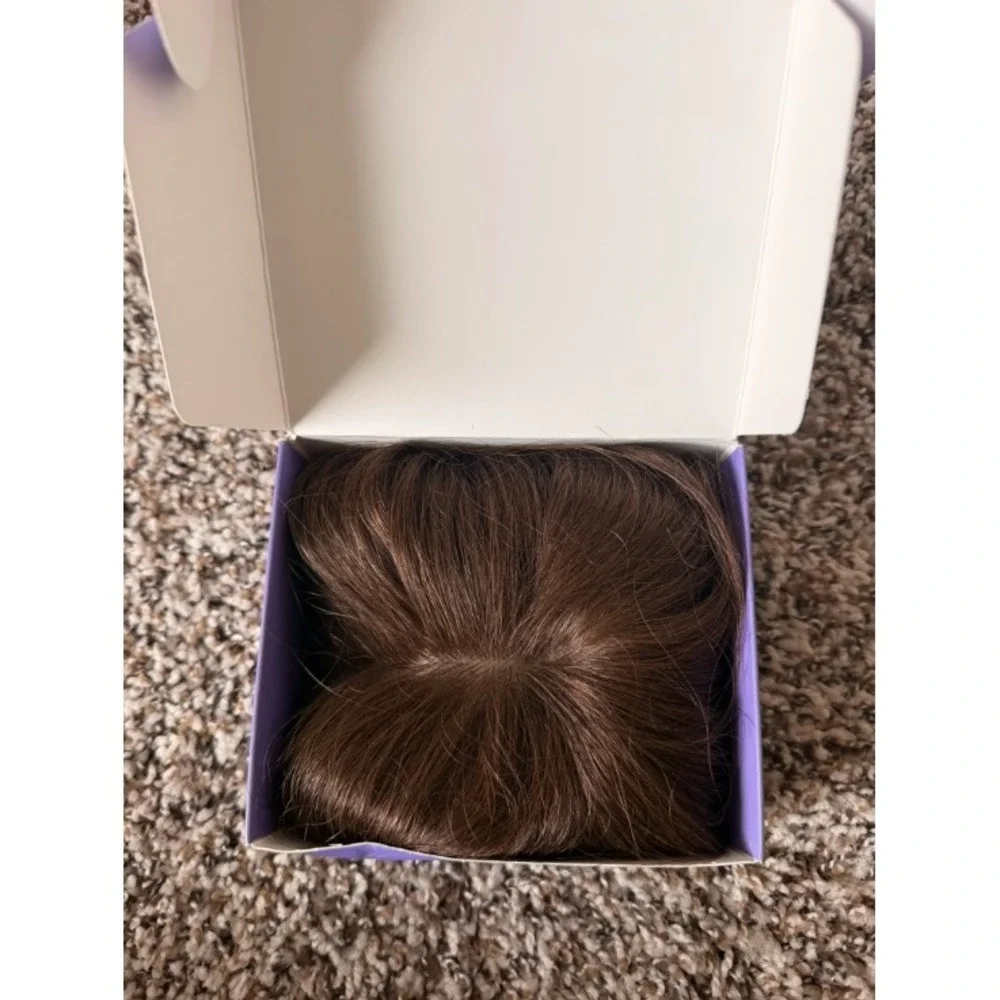 Real Human Hair Topper Medium Brown 5.5x3.5 Base Biological Scalp Hairpiece